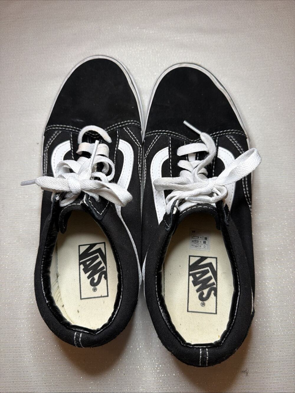 VANS Black White Old Skool Lace Up Sneakers Size M 9 W 10.5